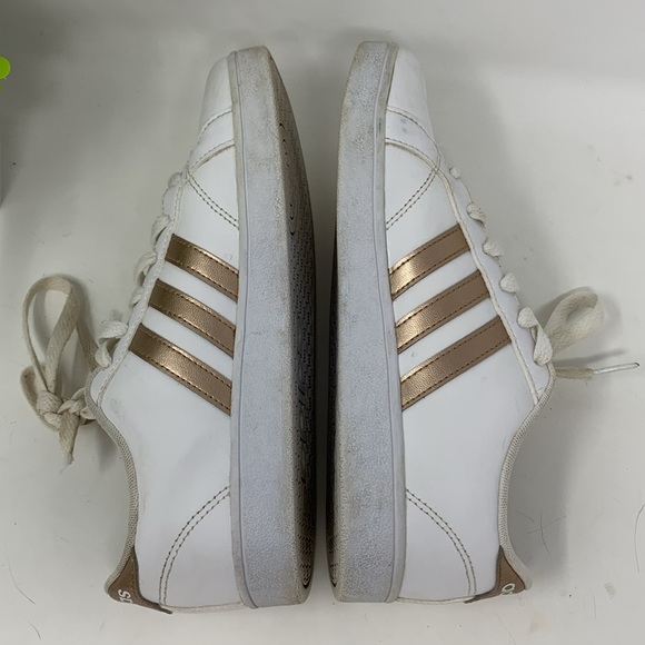 Adidas Originals Leather White/Rose Gold 3 Stripe Superstar Sneakers Womens 4.5 - Picture 7 of 9